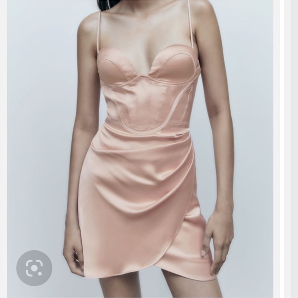 Zara Satin Effect Corset Dress